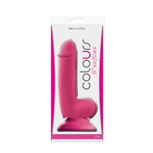 Фаллоимитатор реалистичный гелевый на присоске розового цвета NS Novelties Colours softies - 2