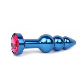 Анальна пробка синя з рубіновим кристалом Anal Jewelry Plugs L 113 мм D 22x25x29 мм Вага 100г