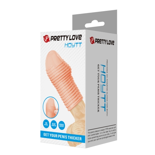 Насадка на член ребристая телесная Lybaile Pretty Love Hoytt Skin - 8
