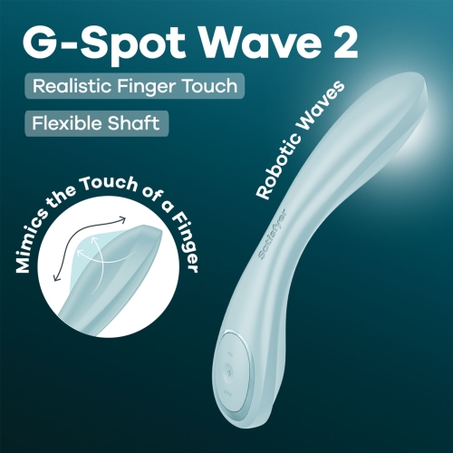 Вагінальний вібратор для точки G імітує дотик пальця блакитний Satisfyer G-Spot Wave 2 Ice Blue - 6