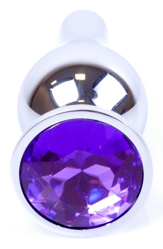 Анальная пробка серебристого цвета с кристаллом фиолетового цвета BOSS of TOYS Jewellery BUTT PLUG - 2
