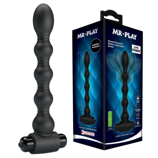 Анальный вибростимулятор шарообразный силиконовый черный Mr Play Vibrating Anal Plug