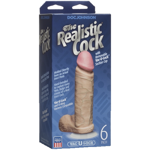 Фаллоимитатор 15,7 см/4,3 см реалистичный на присоске Doc Johnson The Realistic Cock 6 inch White - Виниловый - 3