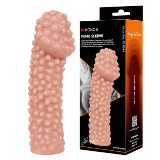 Насадка на член з пухирцями тілесного кольору Kokos Penis Sleeve PS 004 розмір L