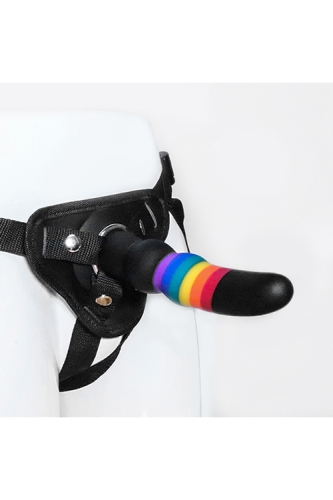 Страпон женский радужный COLOURFUL LOVE STRAP ON SOLID DILDO - 4