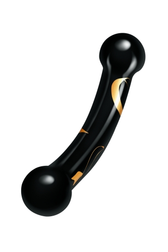 Двухсторонний фаллоимитатор стеклянный черного цвета Secret kisses Handblown double ended dildo - 3