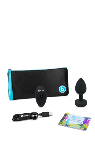 Анальная пробка с камнем с вибрацией B-Vibe для интимных игр с дистанционным пультом управления черная - 2