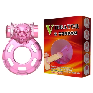 Эрекционное кольцо с вибрацией и стимуляцией клитора LYBAILE Vibrator &amp;amp; condom розовый