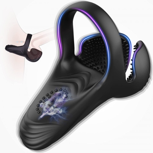 Вибронасадка на член и мошонку черного цвета Cnt Jungle vibrating Ring With Ball Holder - 2