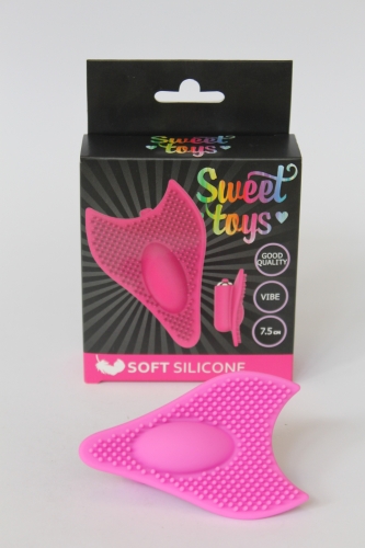 Вібратор силіконовий для клітора з шипиками SWEET TOYS Рожевий L 7,5 см ширина 5,6 см зі знімною вібропулею - 4