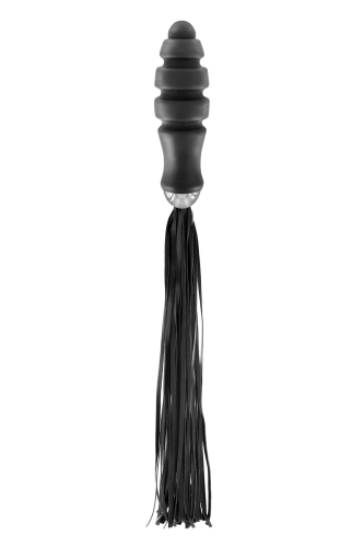 Анальная пробка с хвостиком плёткой чёрная Fetish Tentation Whip with Ogive Handle - 1
