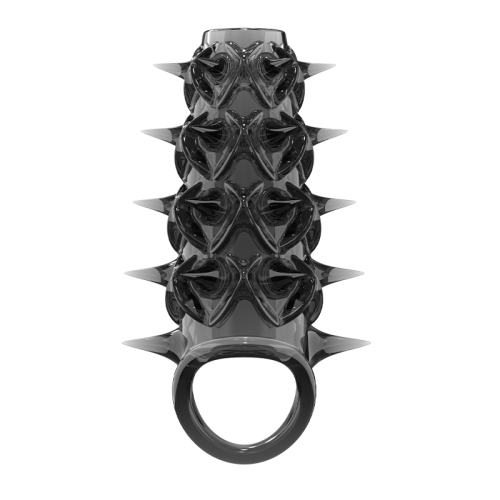 Стимулююча насадка на член із шипами чорна Meleon - Thrust Locking Sleeve - 3