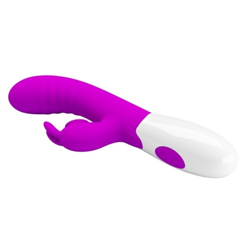 Вибратор-кролик с отростком для клитора розовый Pretty Love CERBERUS RABBIT VIBRATOR - 2