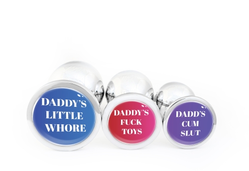 Анальная пробка силиконовая черная с надписью Daddy's fuck Toys OKOVA размер S - 3
