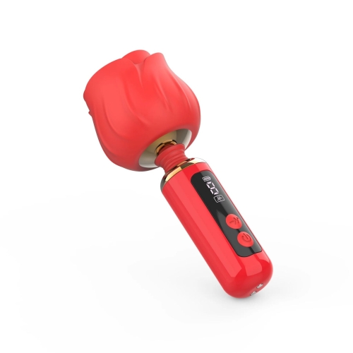 Вібромасажер голівка у вигляді червоної троянди Loviss Rose Mini Massage Wand Vibrator 9 режимів - 4