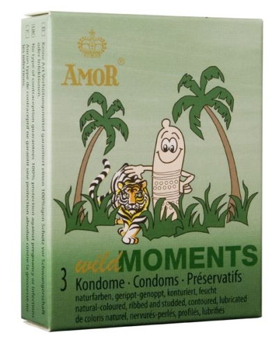 Презервативи з ребристо пухирчастою текстурою Amor Wild Moments 3 штуки - 1