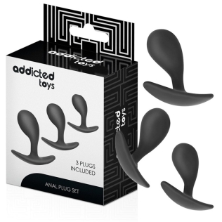 Набор анальных пробок силиконовых черных Addicted Toys Set Of 3 Anal Plug Silicone модель 3 3 штуки 
