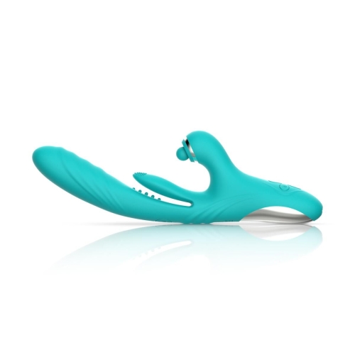 Вібратор кролик для точки G та клітора зелений Good Vibes Only Lisa Thrusting Rabbit Vibrator with G-Spot - 3