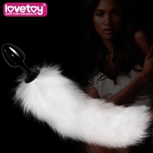Анальная втулка черная с белым хвостом Lovetoy