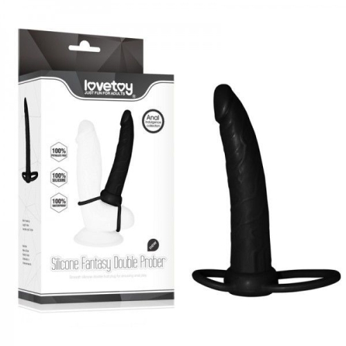 Насадка на пеніс для подвійного проникнення чорна Lovetoy - 1