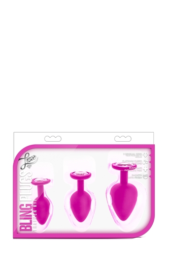 Набір анальних пробок рожевого кольору з кристалом LUXE BLING PLUGS TRAINING KIT - 4