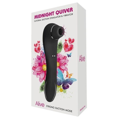 2 в 1 вакуумний стимулятор для клітора і вагінальний вібратор чорний Alive Midnight Quiver - 5