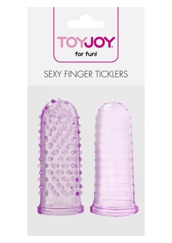 Вибратор рельефный на палец Без вибрации фиолетового цвета Toy Joy длина 70 мм 2 штуки - 2