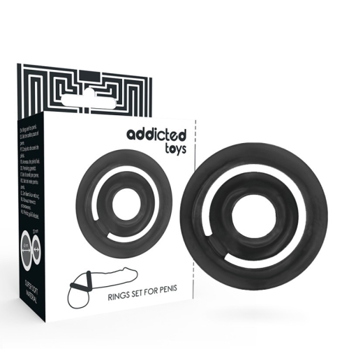 Эрекционное кольцо на член силикон черного цвета Addicted Toys Potenz C-Ring Set For Penis - 1