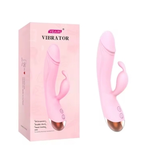Вибратор кролик с отростком для клитора розовый Cottelli Collection Deformed rabbit