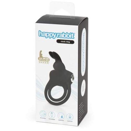 Двойное эрекционное виброкольцо черного цвета Fifty Shades of Grey Happy Rabbit Stimulating Rechargeable Rabbit Cock Ring - 6