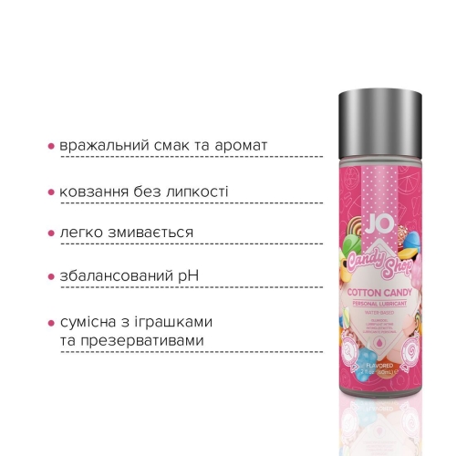 Лубрикант съедобный для орального секса вкус сахарной ваты System JO H2O Candy Shop 60 мл - 3