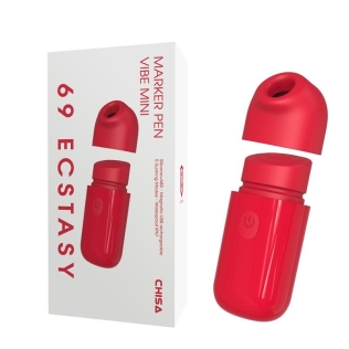 Клиторальный мини вибратор с вакуумной стимуляцией красного цвета Chisa 69 Ecstasy Marker Pen 