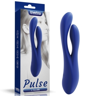 Вібратор подвійний з відростком для клітора синій Lovetoy LAllure Pulse