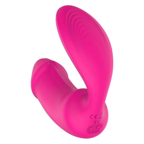 Подвійний вагінально-кліторальний вібратор з рожевим пультом Dream Toys Essentials - 10