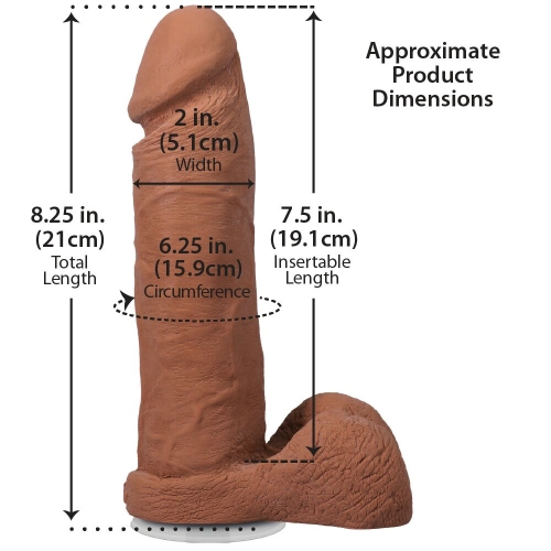 Фаллоимитатор реалистичный на съемной присоске бежевый Doc Johnson The Realistic Cock ULTRASKYN - 8 Inch with Balls Caramel - 5