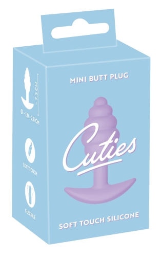 Анальна пробка ребриста фіолетового кольору Soft Silicone Mini Butt Plug - 1