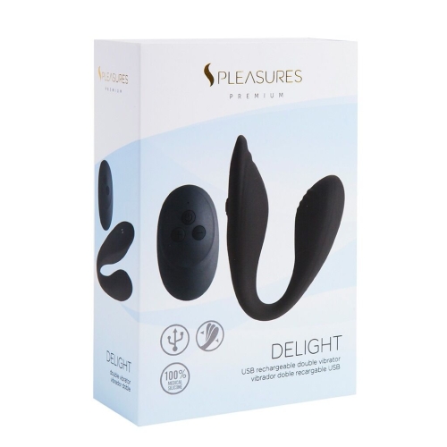 Двойной вибратор для клитора и точки G с пультом управления черный S Pleasures Premium Delight - 5