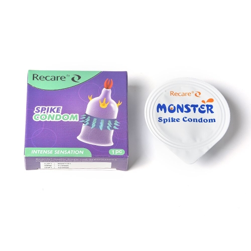 Презерватив прозрачный с усиками и рядами шипов Recare Spike Condom - 4