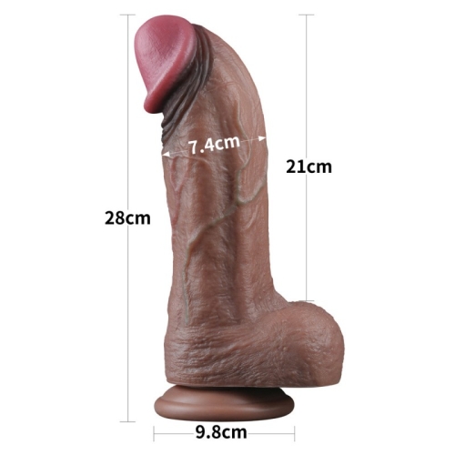 Огромный фаллоимитатор реалистичный на присоске коричневого цвета Lovetoy Cock XXL длина 280 мм - 2