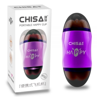 Мастурбатор в фиолетовой колбе вагина и анус телесного цвета Chisa Happy Cup 