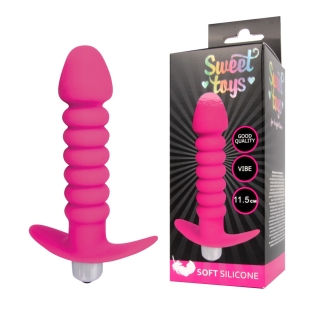 Втулка анальна з вібрацією Sweet Toys L 115 мм D 30x25 мм, колір яскраво-рожевий