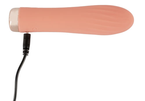 Силиконовый мини вибратор ребристый персикового цвета Cuties Mini Ribbed Vibrator - 8