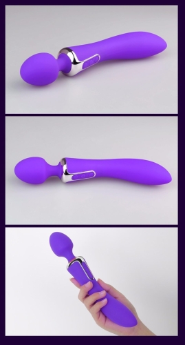 Вібромасажер двосторонній для інтимних місць Leten AV Heat Purple з підігрівом (м'ята упаковка) - 8