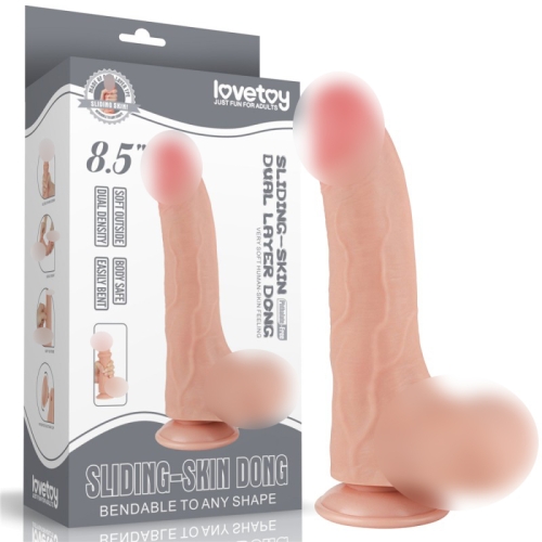 Фаллоимитатор реалистичный на присоске Sliding Skin Dual Layer Dong Flesh 8.5 телесный - 1