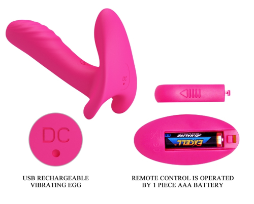 Вібратор вагінальний з стимулятором клітора на пульті ДУ рожевий Pretty Love Remote Control Massager - 9