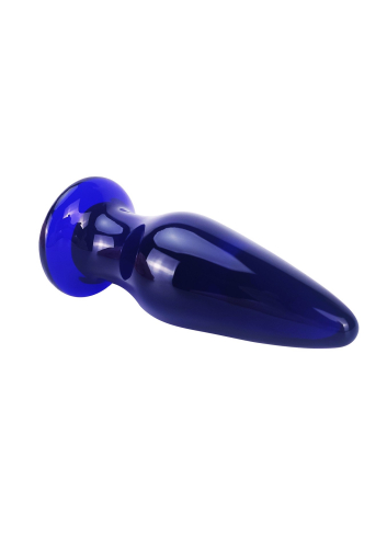Скляна анальна вібропробка конічної форми синя ToyJoy Buttocks - 4