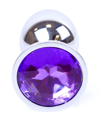 Анальна пробка S сріблястого кольору із кристалом фіолетового кольору BOSS of TOYS Jewellery plug - 3