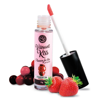 Блеск для губ с эффектом вибрации со вкусом клубничной жвачки Secret Play Vibrant Kiss, 6 грамм