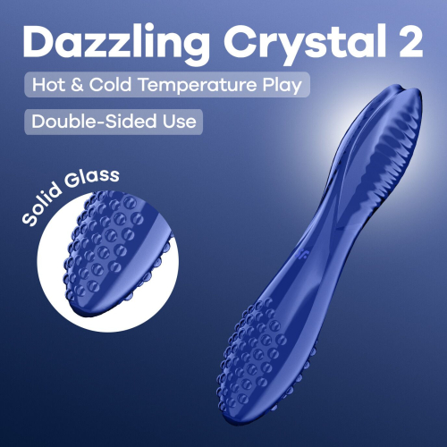 Двусторонний стеклянный дилдо синий Satisfyer Dazzling Crystal 2 - 6
