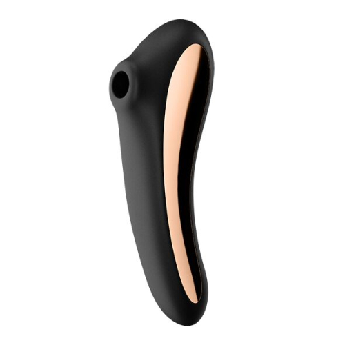 Вакуумний вібромасажер для клітора силіконовий чорний Satisfyer Dual Kiss - 1